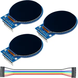 3 count TFT LCD Display Screen Compatible with for Arduino (1.28 Inch 240x240) Round Full Color  IPS Full View RGB Touching Display GC9A01 Driver Chips 7 Pin SPI Interfac Welding Pins