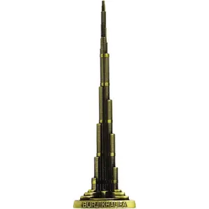Burj Khalifa Tower Statue Metal Model London City Tour Souvenirs Gift Landmark Figurine Home Decor Decorations for Living Room Bedroom Book Shelf Table Desk Top Centerpieces (B)