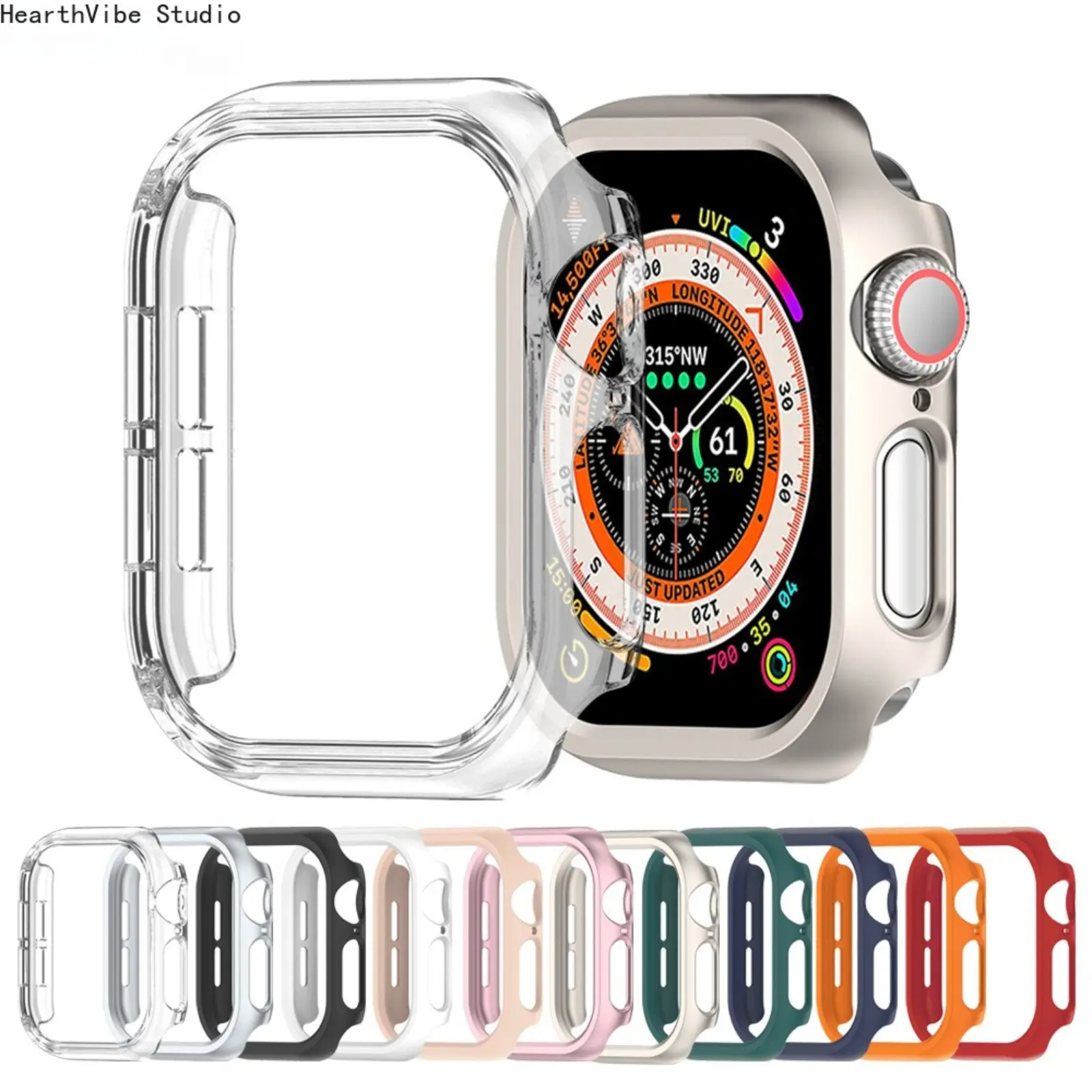 Matte Transparent Cut-Out iWatch Protective Cover & Bezel - 1# Transparent Hollow Shell, Outdoor-Ready Fit, Camping-Ready Wear Sports Tech Accessories for iWatch Series 10/9/8, Reliable Wearable Protection