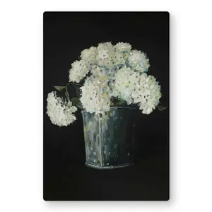 212 MAIN Artistic Rustic Lightweight Aluminium Metal Print Wall Artwork - 12x18 in. White Floral Hydrangea Flowers, Hanging Home Decor for Nature-Inspired Spaces