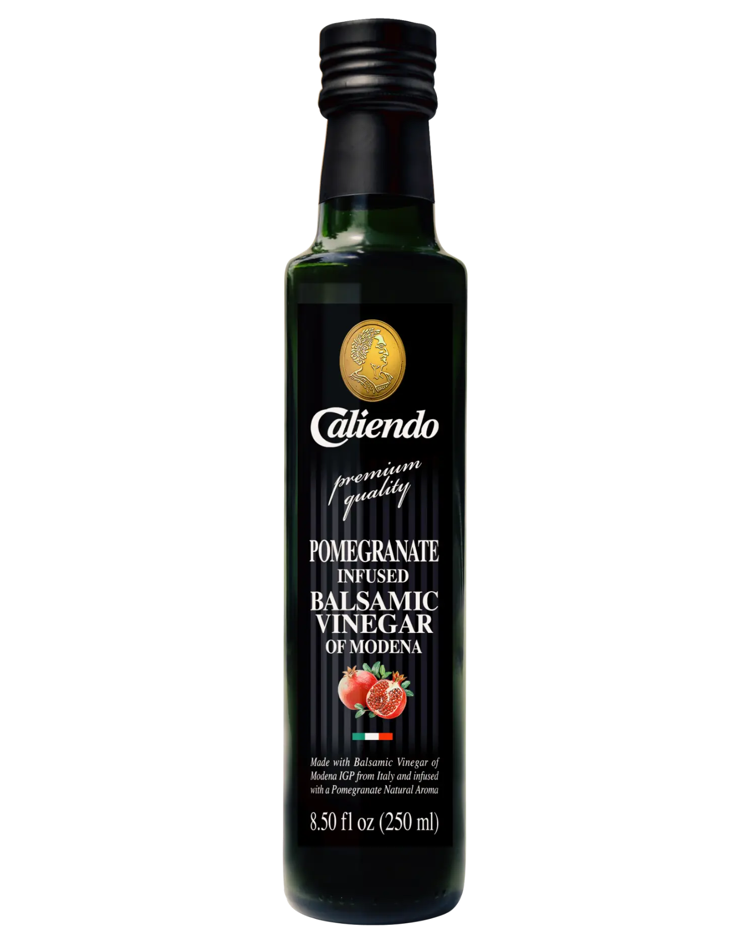 Caliendo Pomegranate Infused Balsamic Vinegar, Modena IGP, Authentic Italian - 8.5 Fl Oz Bottle