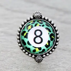 8 Ball Leopard Cuff Ring