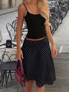 High Waist Pleated Belted French Style Flowy Midi Skirt, Elegant Half Dress with Wave Pattern, Perfect for Formal Occasions
