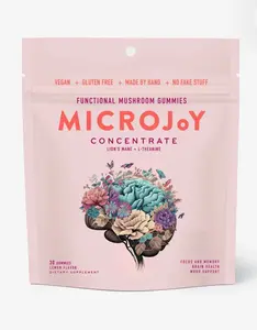 Microjoy Functional Mushroom Concentrate Gummies 30-Pack with L-Theanine & Lion's Mane for Improved Brain Acuity and Mood Support - Healthcare