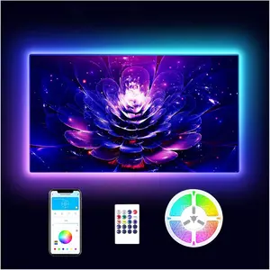 LED Lights for TV, 9.8ft LED Strip Lights for TV 32-55 Inch, RGB TV LED Backlight, Music Sync Bluetooth APP and Remote Control TV Light Behind, USB Powered TV Lights, Gaming Room Decor