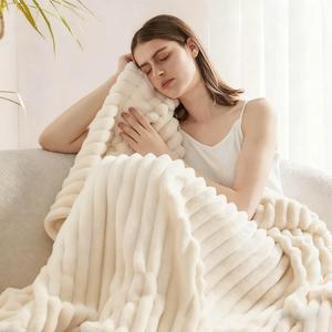 Striped Sleep Blanket Four-color fur blanket Fluffy and comfortable Lightweight and soft Skin-friendly and smooth Perfect for beds and sofas 78 x 90 inches Christmas & Halloween Gift
