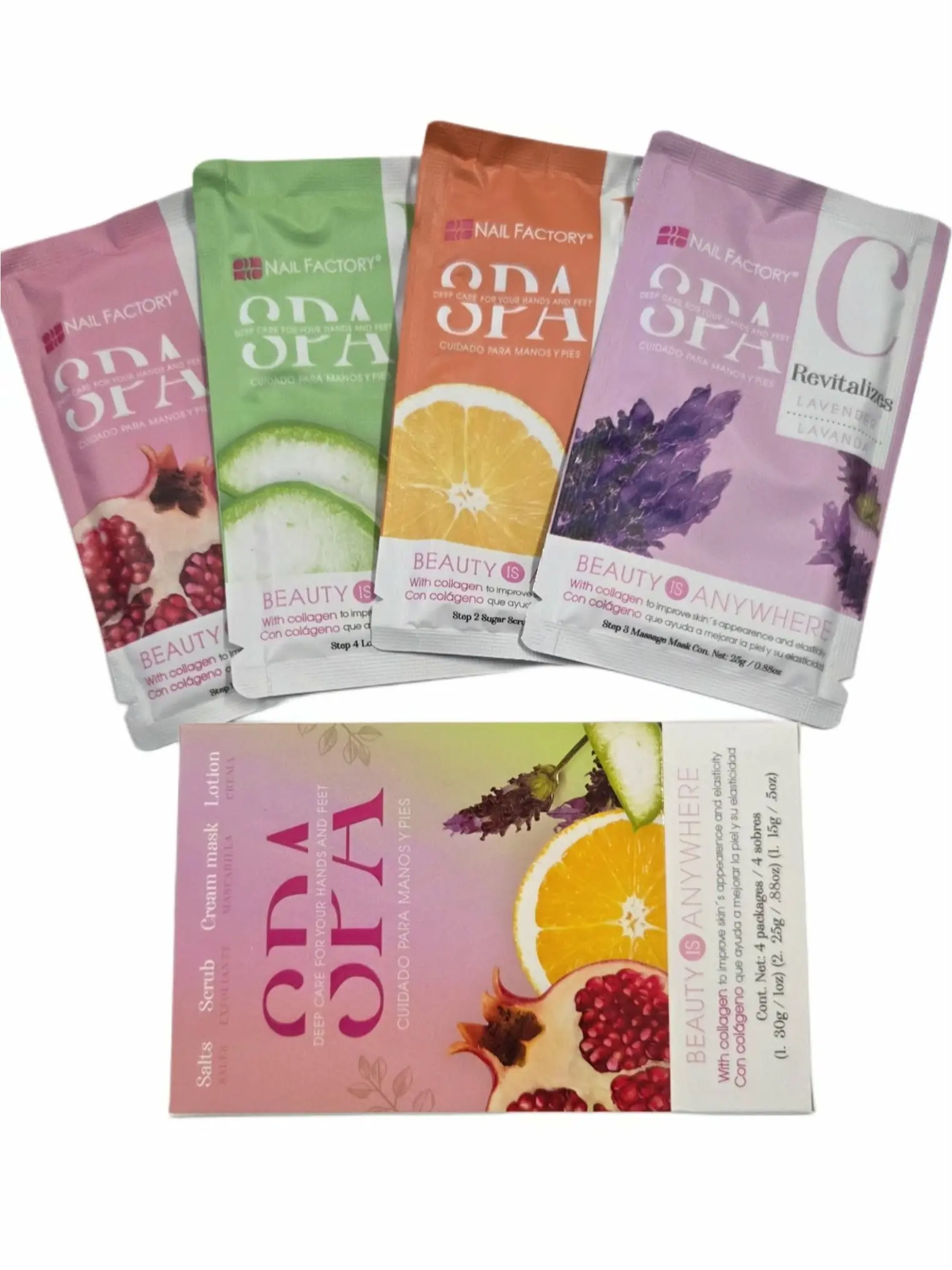 Nail Factory Hand & Foot Spa Care Mix Pack - Salt Scrub, Cream Mask, Moisturizing Lotion, Moisturizer for Skin Hydration