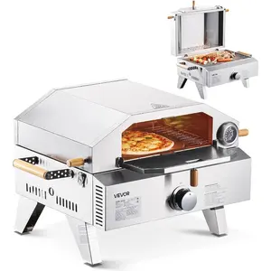 VEVOR Dual Fuel Pizza Oven Outdoor, 26 in Portable Pizza Oven, Pellet Gas Powered Outdoor Pizza-Maker with Thickened Cordierite Pizza-Stone, Easy to Move with Casters, for Camping and BackyardVEVOR Super Brand Day