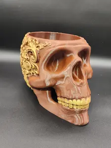 Pixel Skull - Hand Painted 3D Printed Planter or Candy Bowl - Ornamental Skull by Hex3D