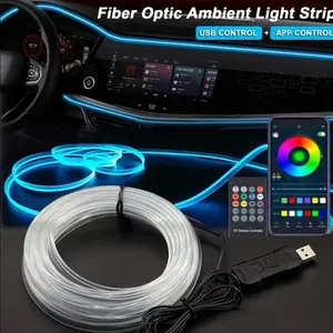 3m 7-color Automotive Interior Light with APP Control And Music Sync Rhythm Ambient Lighting Kit for Doors, Console And Dashboard