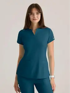 Barco Coast Women's 2-Pocket STRETCH Banded Collar V-Placket Scrub Top