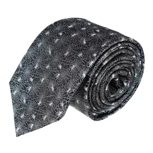 Trafalgar Venom Spider Web Motif Novelty Silk Necktie, Ties