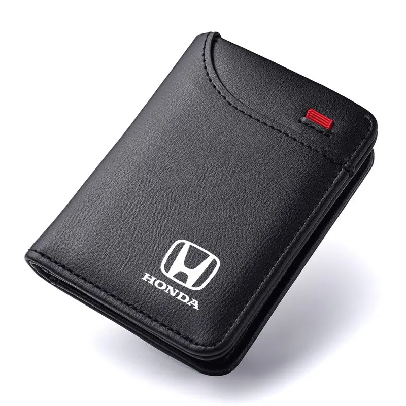 Leather Men Business Wallet Gift Coin ID Cash Credit Card Holder Purses For Honda Fit Jazz GK5 Civic Type-R CRV Pilot Accord HRV Accessories