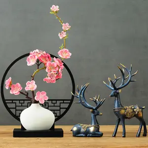 New Chinese-style deer figurine for living room, suitable for TV cabinets, wine cabinets, entryway foyer decorations, high-end office decorations, and business gifts.