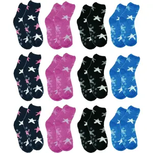 Womens Cute Fuzzy Socks Ultra Soft Fluffy Plush Gripper Non Skid Slip Hospital Slipper Grippy Cozy Socks 12Pairs!