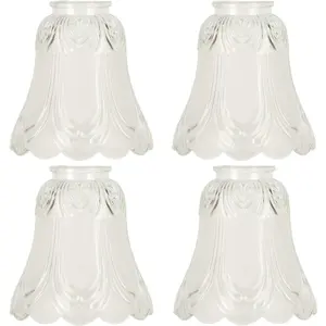 Set of 4 Premium Clear & Frosted Glass Shades for Ceiling Fan Lights, Transitional Replacement Glass Shade with Standard 2-1/8" Fitter Size, 4-4/5" Height x 5" Diameter