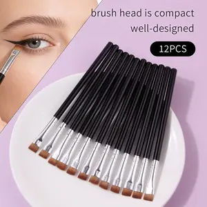 12 pieces of fine flat-head eye makeup brushes, eyeliner brushes, detail brushes, eyebrow brushes, soft and non-irritating eye makeup brushes for tools, Makeup Brushes Set