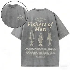 Fishers Of Men Christian Washed T-Shirt , Graphic T-Shirt With Men and Women, Flower Tee,Vintage Short Sleeve tops, Gifts for Her & Him