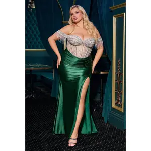 La Divine CD821 - Embellished Off the Shoulder Satin Gown