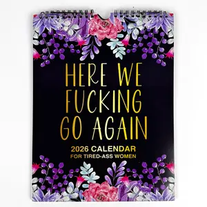2026 Women's Floral Humorous Calendar, Non-Traditional Design with Funny Quotes, Office Bedroom Wall Decor, Unique Gift Idea