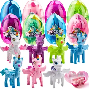 JOYIN 8 Pack Pre Filled 3.5" Easter Egg with Unicorn Deformation Toys, Easter Party Favor for Girls Toddlers Kids Egg Hunt, Basket Stuffers Filler, Classroom Prize Supplies