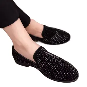 JB Men's Pointed Toe Rivet Dress Shoes Glitter Modern Metallic Slip On Loafers Plus Size 7-13 Footwear Black Slipon