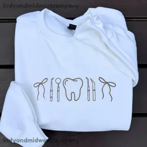 Dental icon crewneck sweatshirt | dental hygienist crewneck | neutral dental assistant, dentist aesthetic Comfort Pullover Casual Comfortable Sweatshirts