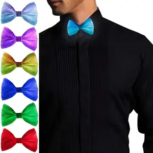 LED Light Up Bow Tie - With 7 Colors Lights and 4 Flashing Mode , Adjustable Design, Perfect for Parties & Festivals, Rechargeable Batteries Included