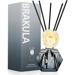 Reed Diffuser Set, 6.09 fl oz (180 ml)-Eucalyptus & Wild Mint with 8 Reed Sticks, Home Fragrance Reed Diffuser for Shelf