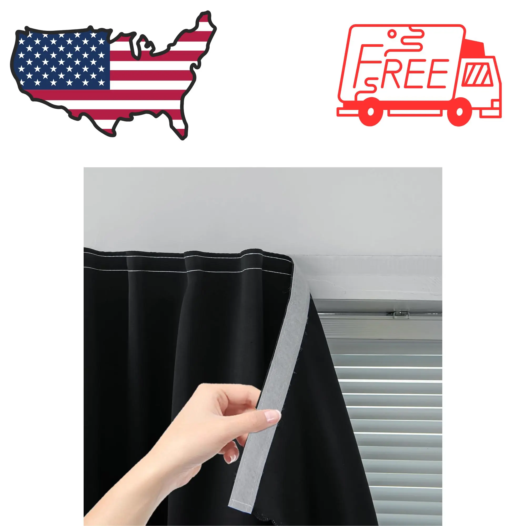 Adhesive Blackout Curtains- Self Stick Shades Window Blinds Curtains