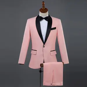 Pink Men's Performance Suit New Style Personalized Fashion Host Clothing Emcee Dress Performance Suit Set