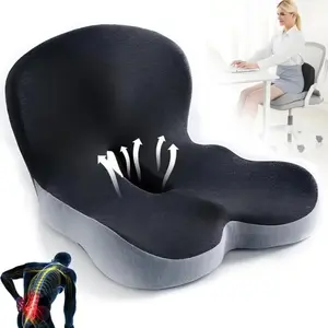 Non-Slip Memory Foam Seat Skin-Friendly Extended Zipper Easy Remove Wash BackSupport Cushion Comfy Chair Adjustable ChairBreathable Cloth Leg Pain Mesh