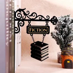 2D Metal Bookshelf Divider, Fiction Theme, Home Library Decor, Book Gift, Library Organizer, Bookshelf Decoration, Book Tavern Sign
