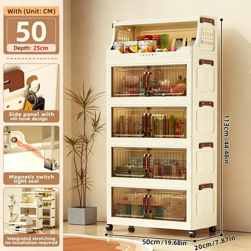 5-Tier Collapsible Expandable Storage Organizer - Large Capacity Clothes Organizer, Bookshelf, Room Storage Unit for Home, Kitchen Apartment Accessories