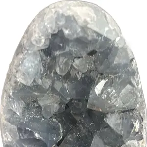 Celestine Egg Natural Crystal Decor, Hand-Polished Healing Crystal Egg for Home Display