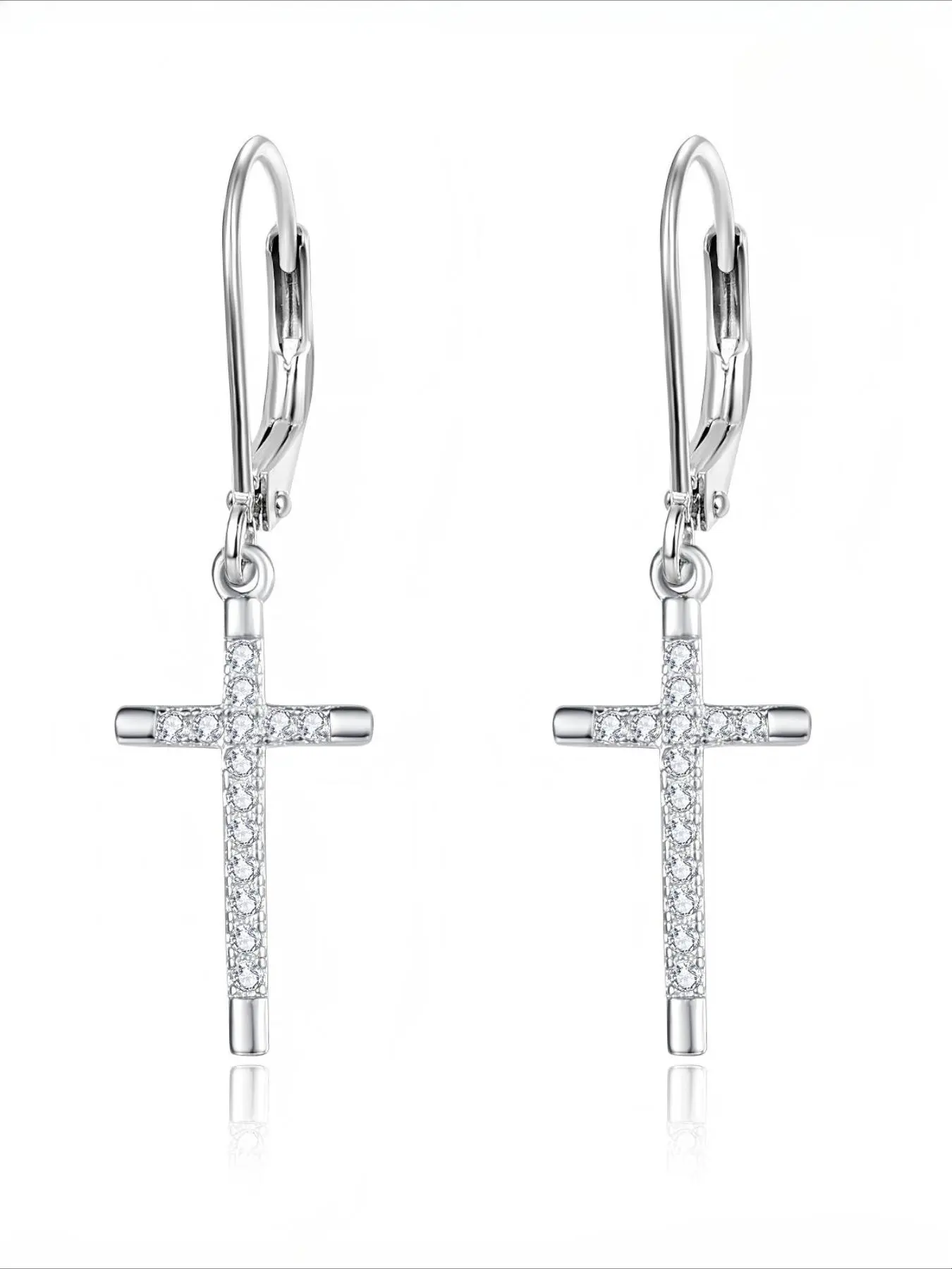 925 Sterling Silver Drop Earrings, with Cubic Zirconia, 925 Silver Needle for Women, Sparkling Ear Jewelry, Hypoallergenic Cz Earrings for Daily Wear & Gift-Giving, Perfect for Easter, All-Season Versatile Jewelry, Cross Dangle Earring, Shining Earrings