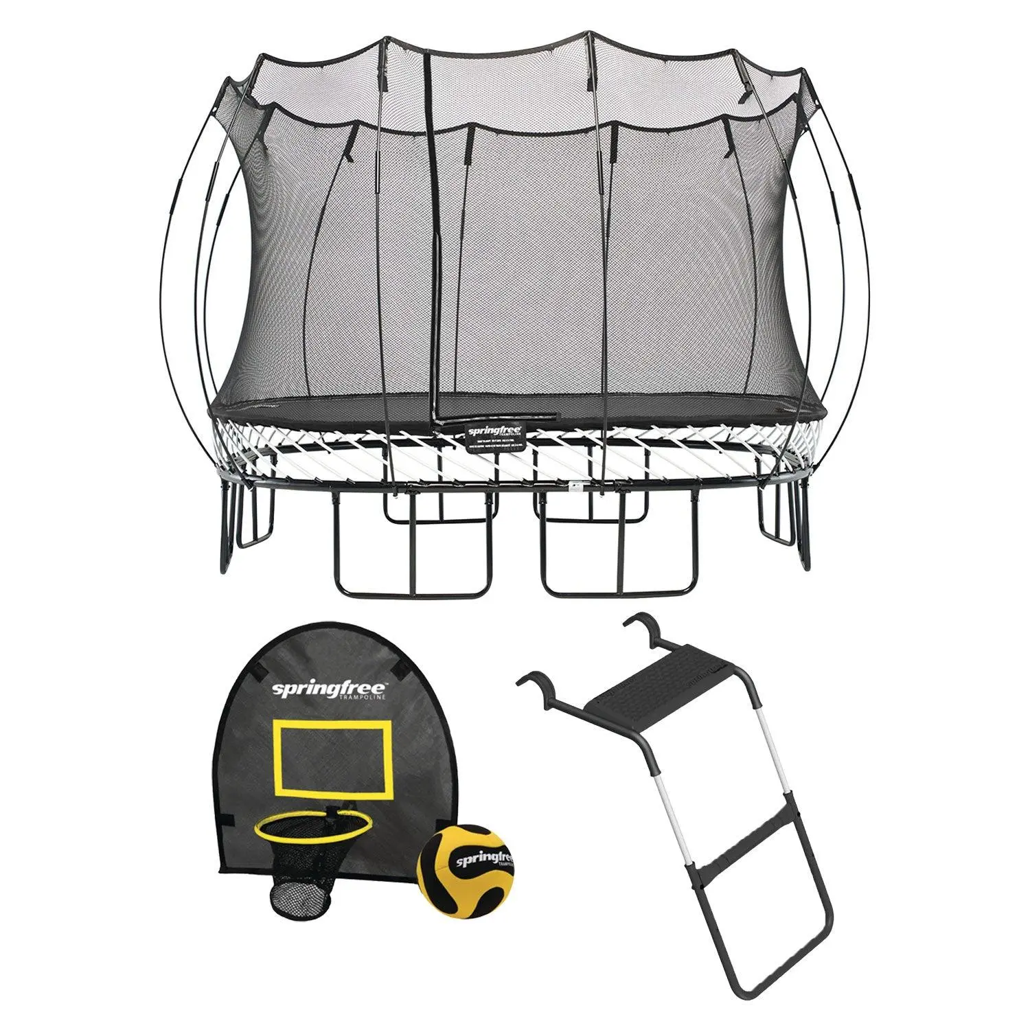 Springfree Outdoor Square 13 Foot Trampoline, Enclosure, Hoop Game, and Ladder Springfree Outdoor Square 13 Foot Trampoline, Enclosure, Hoop Game, and Ladder