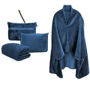 Portable Blanket for Nap Leisure Camping Outdoor Travel and Airplane Use with Buckle