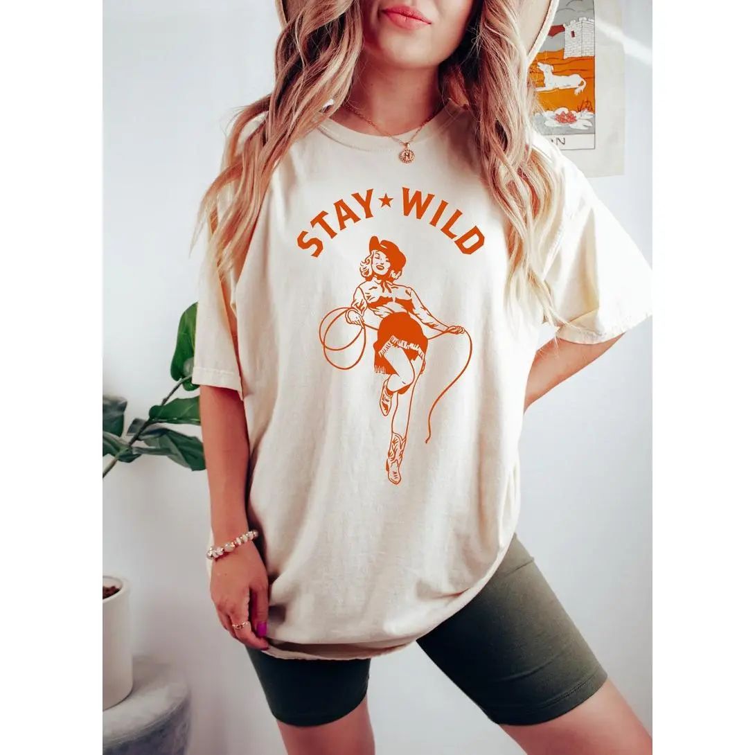 Stay Wild Cowgirl Oversized Vintage Tshirt, Cowgirl Shirt, Country Girl Shirt, Western Shirt, Country Shirt, Rodeo Shirt, Comfort Colors Tee