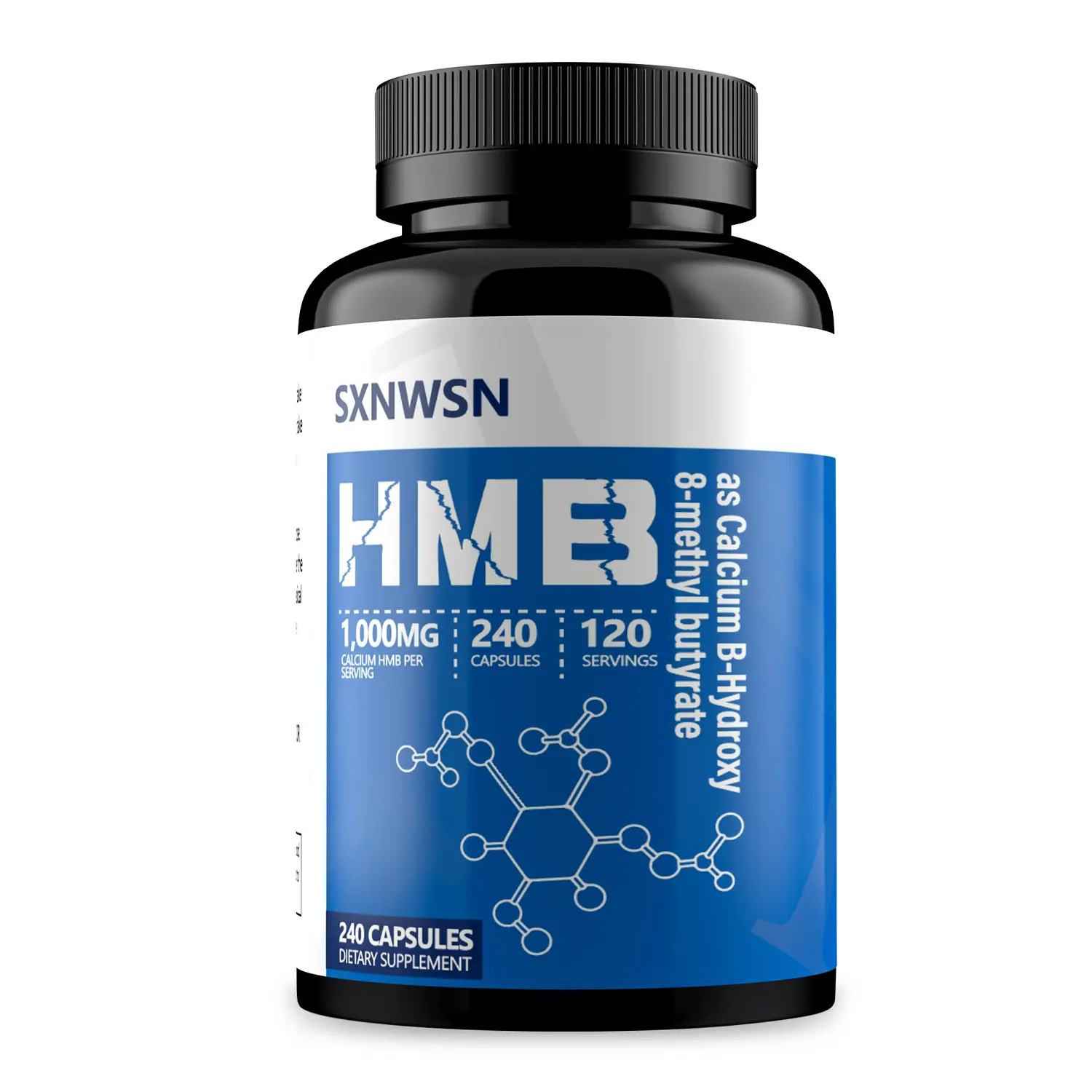 HMB Fitness Supplements, 240 Capsules - 1000 MG Calcium Beta-Hydroxy Beta-Methylbutyrate per Serving for Muscle Growth, Strength, Fast Workout Recovery, Sugar Free, Adults