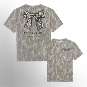 Local Girl Outfitters Mossy Oak Camo Bottomland Outdoors Tee - Hunting Camo Shirt, Cotton Soft Stretch, Full Size S-5XL