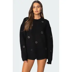 Edikted Women's Ellia Grommet Oversized Sweater