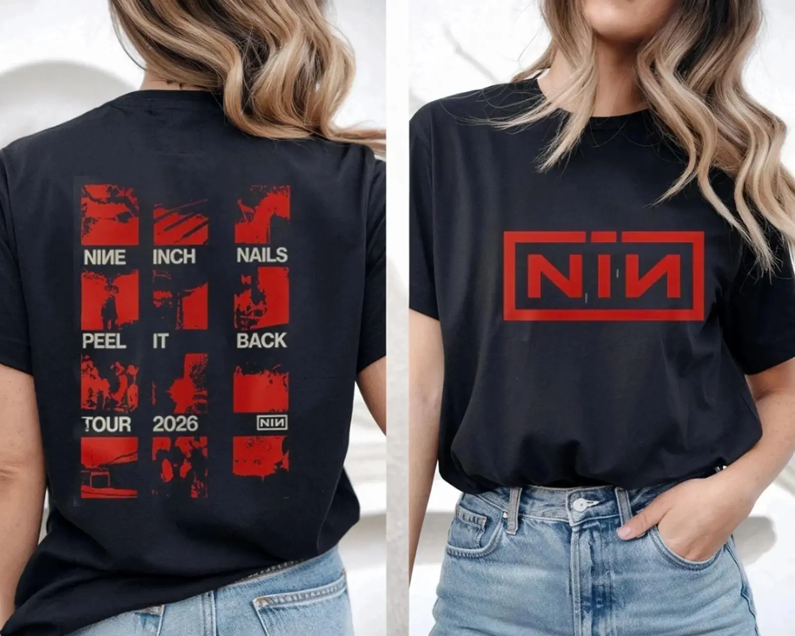 Nine Inch Nails Peel It Back Tour 2026 short sleeve black 2 side
