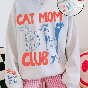 Cat Mom Sweatshirt & T-Shirt, Custom Cat Mama Tee, Personalized Cat Mom Sweatshirt, Gift For Cat Mom, Funny Cat Shirt, Cat Lover Shirt, New Cat Mom