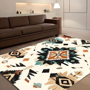 Bohemian Style Southwestern Rugs Non-Slip And Machine Washable Suitable for Living Rooms Bedrooms Dorms And Outdoor Spaces Home Decor Mat Intricate Pattern Mat