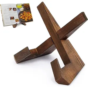 Wooden Recipe Holder - Home Dining Room & Kitchen Menu Display Rack, Desk Accessories for Study Room Desktop Bookend