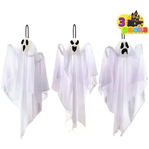 3 Pack Halloween Party Decoration 27.5" Hanging Ghosts, Cute Flying Ghost for Front Yard Patio Lawn Garden Party Décor and Holiday Decorations