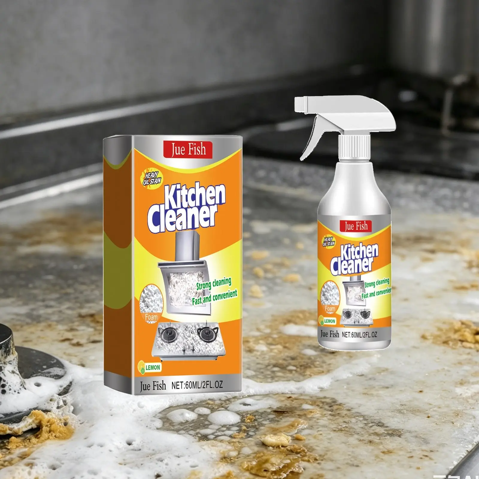 Kitchen Foam Cleaner Household Heavy Oil Stain Foaming Cleaning Agent, Effective Grease Remover, Easy to Use Kitchen Cleaner, Greasy Cleaning Spray, Multipurpose Cleaner, All Purpose Cleaner, Cleaning Products