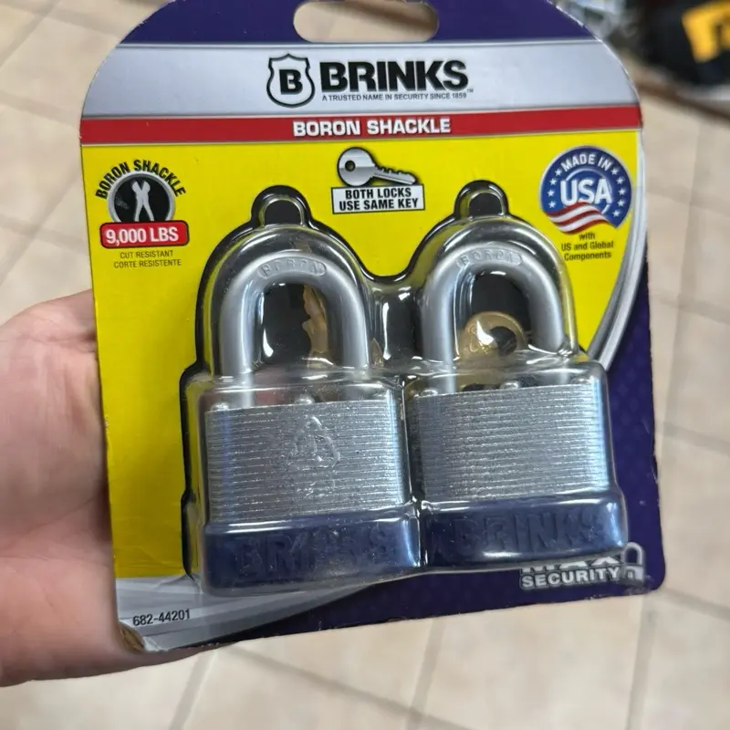 BRINKS Keyed Padlock, 1-1/8 in. (44 mm) Laminated Steel Security Lock, Easy to Install for Toolboxes, Wardrobes, Door Locks (2-Pack)