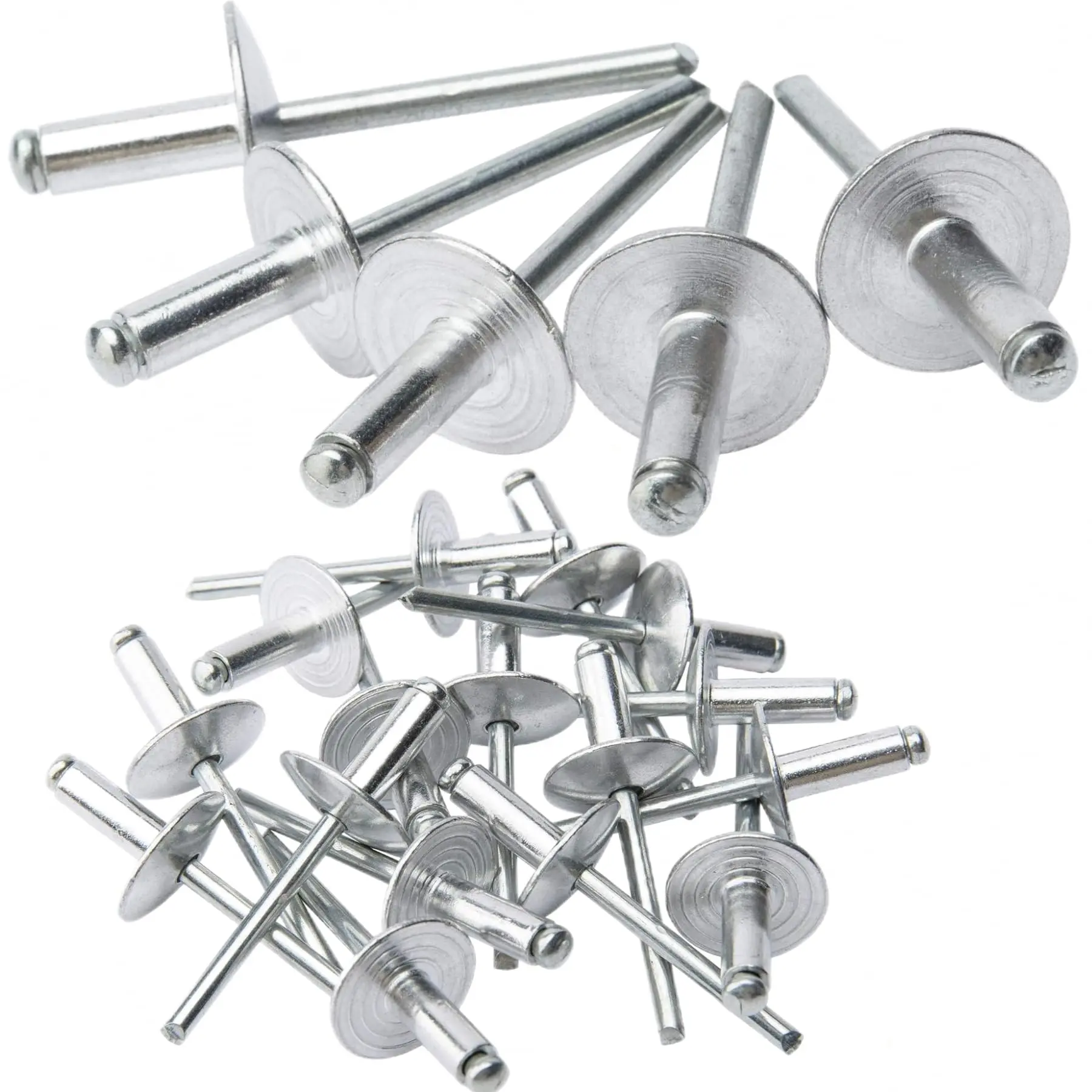 Large Flange Pop Rivets 3/16" Aluminum Body Steel Mandrel Dome Head 6-8 Gap .Large Self-Plugging Open End Decorating Fastener Nails (Silver) (3/16"X1/2")